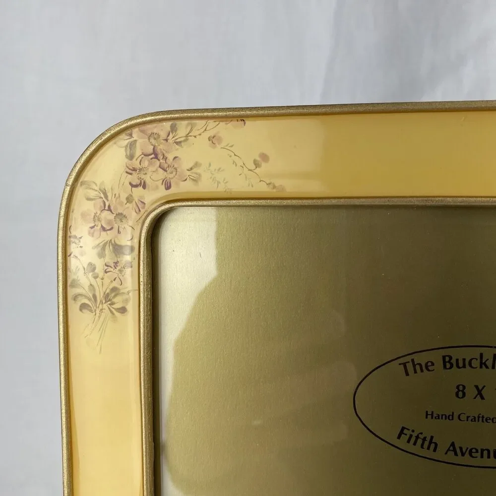 Vintage Bucklers Enamel Picture Frame Swivel Back #80 Floral Corners Made in USA